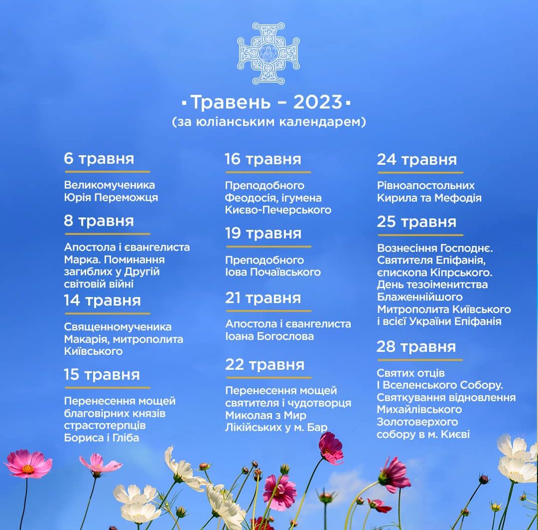 Травень - це місяць, пов'язаний з багатьма важливими подіями та святими для українського народу.